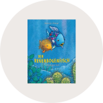 Cover des Kinderbuchs "Der Regenbogenfisch kehrt zurück" von Marcus Pfister, das einen bunten Fisch zeigt, der neben einem gelben Stachelfisch vor einem blauen Unterwasserhintergrund mit grünen Pflanzen schwimmt.