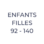 Cercle blanc avec l'inscription foncée "ENFANTS FILLES 92 - 140" sur fond gris clair.