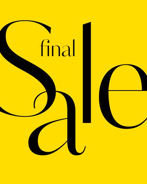 Fond jaune avec une grande inscription noire « Sale » et une inscription plus petite « final » au-dessus du « a », indiquant une vente finale.
