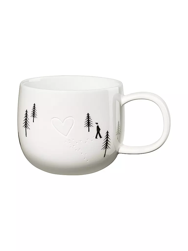 ASA SELECTION | Henkelbecher HEART IN SNOW 400ml Joy / Snow Tracks | Blanc