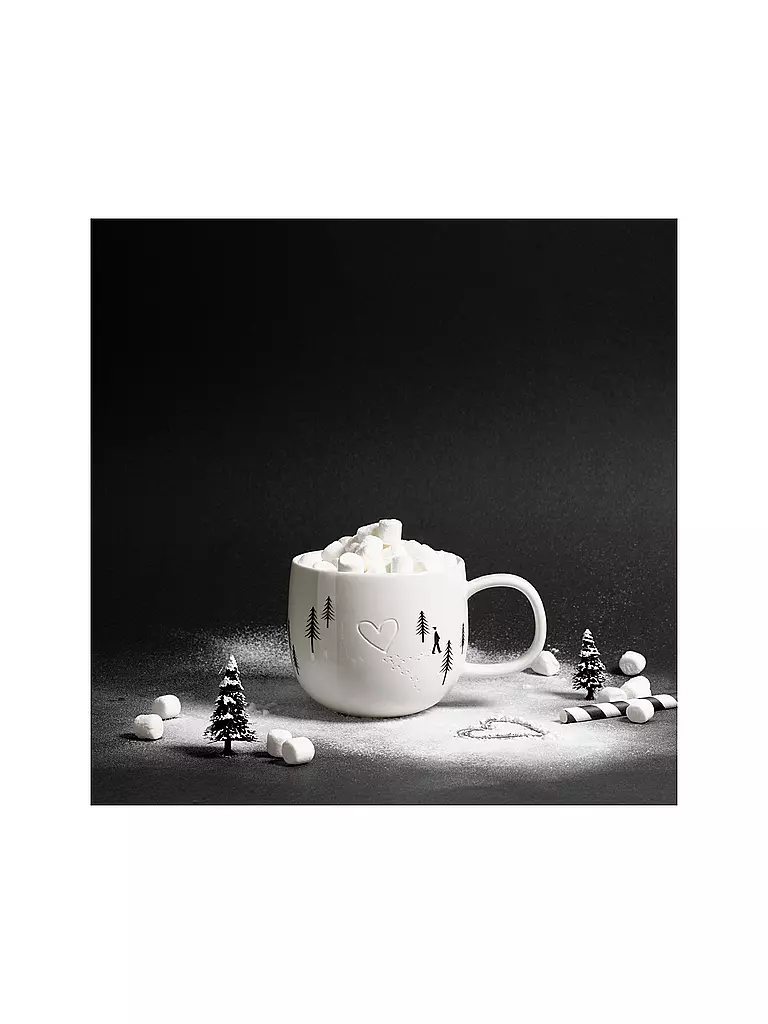 ASA SELECTION | Henkelbecher HEART IN SNOW 400ml Joy / Snow Tracks | Blanc