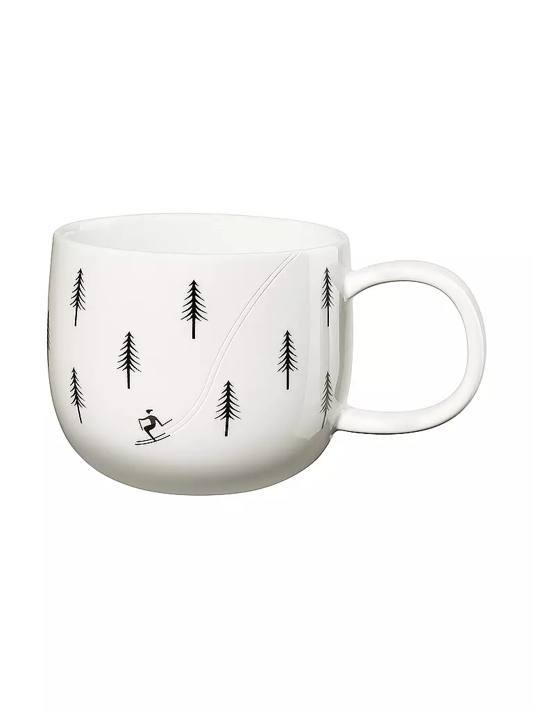 ASA SELECTION | Henkelbecher SKIING 400ml Joy / Snow Tracks | Blanc