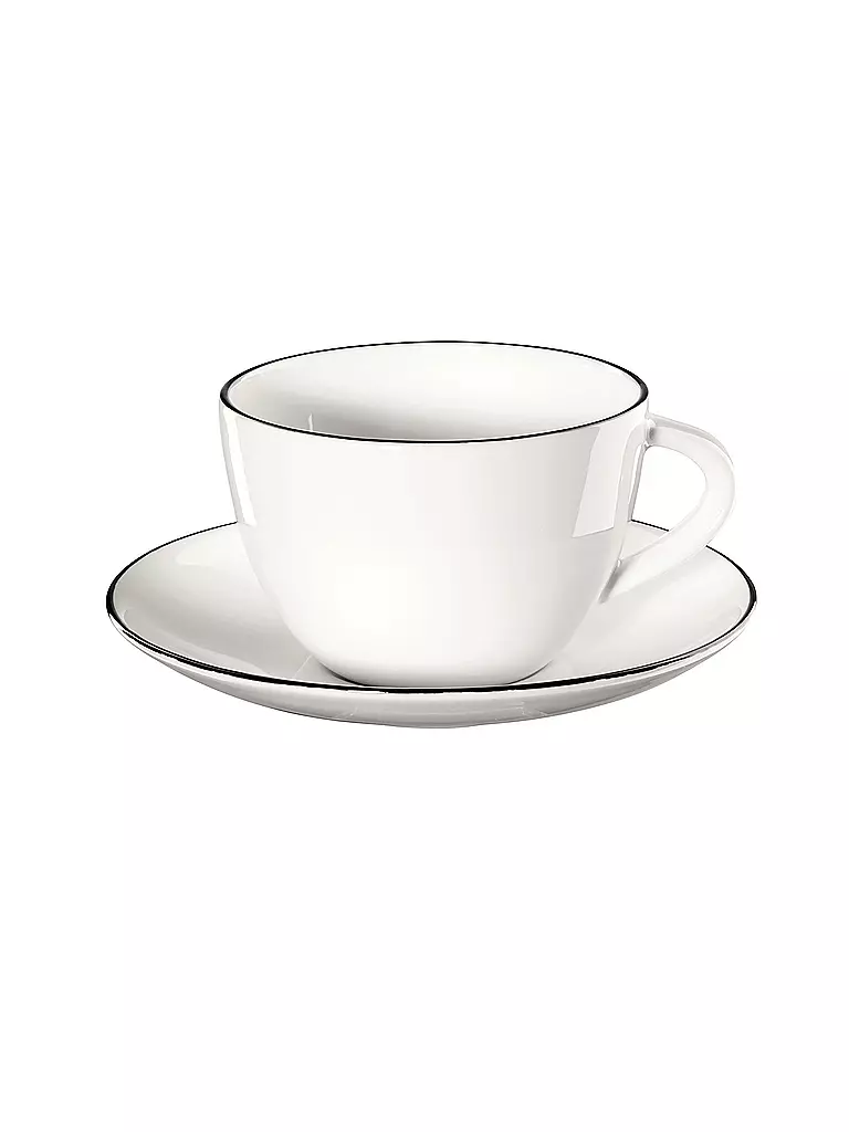 ASA SELECTION | Tasse à café avec soucoupe "à table ligne noir" 210ml | weiss