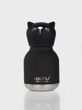 ASOBU | Mini-bouteille isotherme pour enfants CHAT 0,2 l Noir