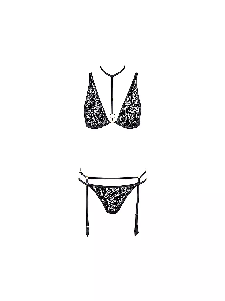 AUBADE | Ensemble soutien-gorge à armatures et string noir python | Noir