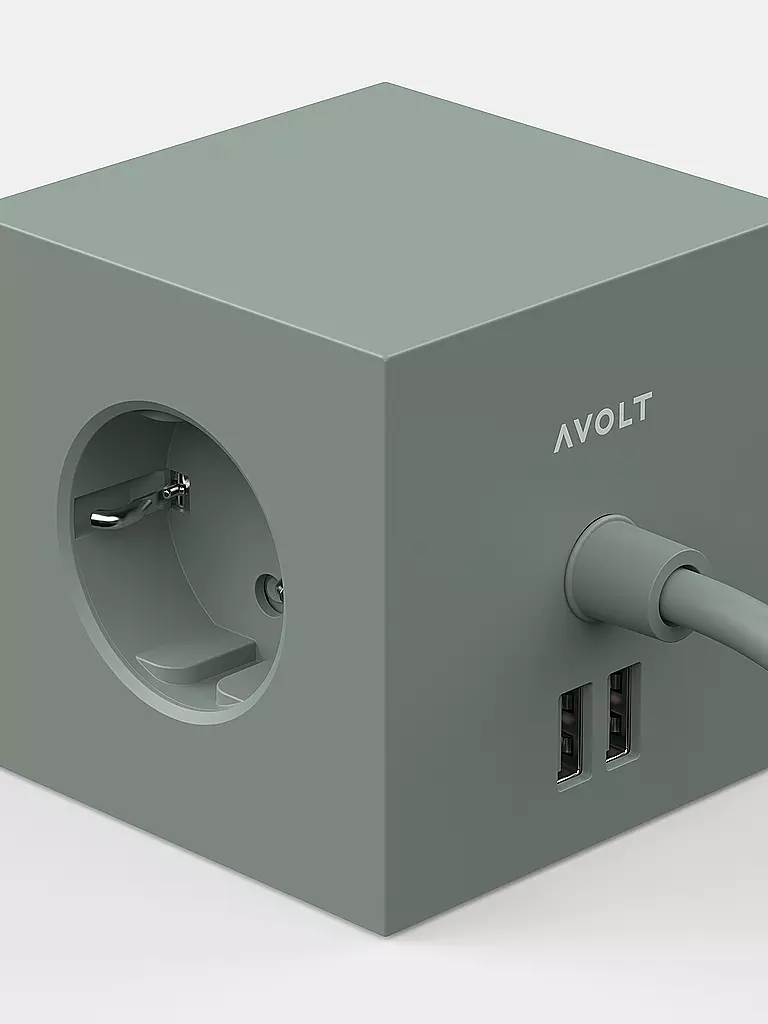 AVOLT | Multiprise Square 1 F 1.8MT Vert Chêne | Vert