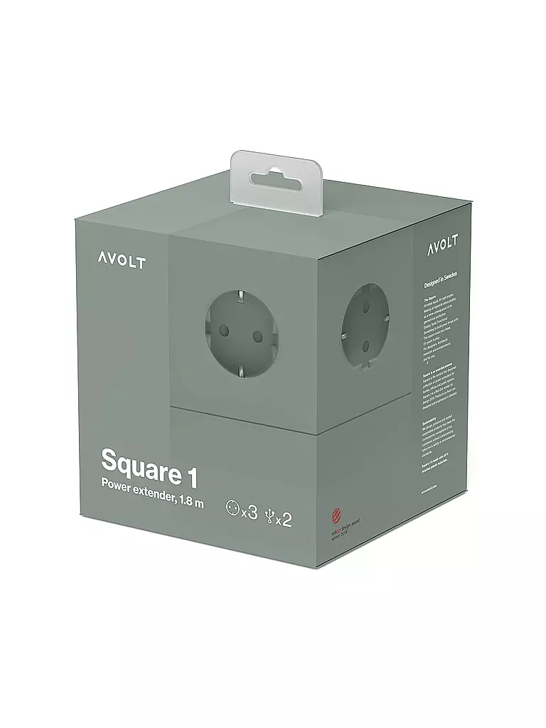 AVOLT | Multiprise Square 1 F 1.8MT Vert Chêne | Vert