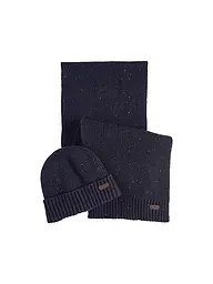 BARBOUR | Coffret cadeau 2 pièces écharpe et bonnet CARLTON | Bleu foncé