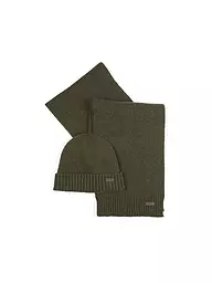 BARBOUR | Coffret cadeau 2 pièces écharpe et bonnet CARLTON | Olive
