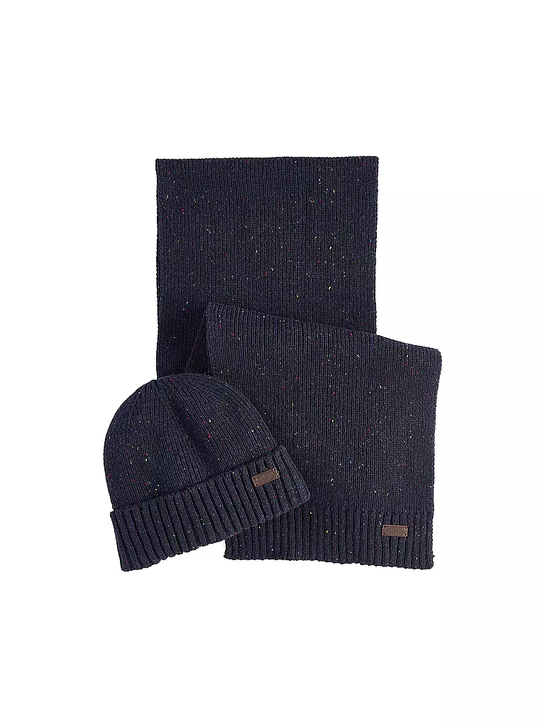 BARBOUR | Coffret cadeau 2 pièces écharpe et bonnet CARLTON | Bleu foncé