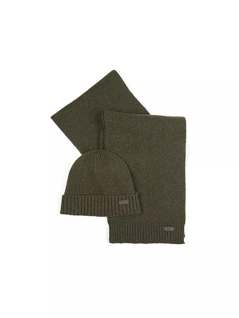 BARBOUR | Coffret cadeau 2 pièces écharpe et bonnet CARLTON | Olive