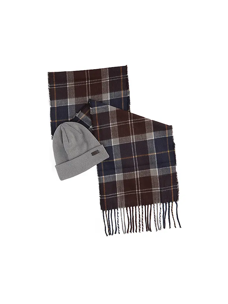 BARBOUR | Coffret cadeau 2 pièces écharpe et bonnet SWINTON CHRISTMAS | Gris