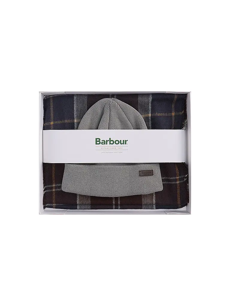 BARBOUR | Coffret cadeau 2 pièces écharpe et bonnet SWINTON CHRISTMAS | Gris