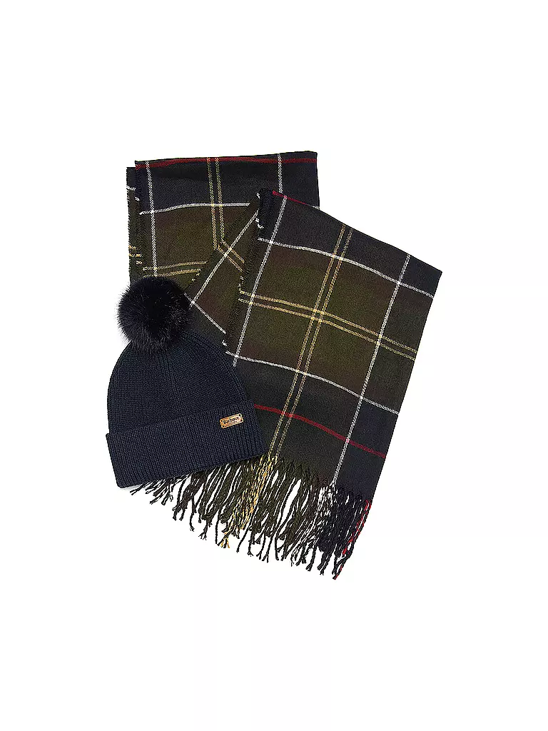 BARBOUR | Coffret cadeau bonnet et écharpe DOVER | Vert foncé