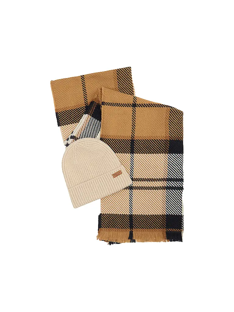 BARBOUR | Coffret cadeau bonnet et écharpe PENDLE | beige