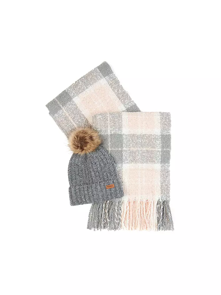 BARBOUR | Coffret cadeau bonnet et écharpe SALTBURN | Gris