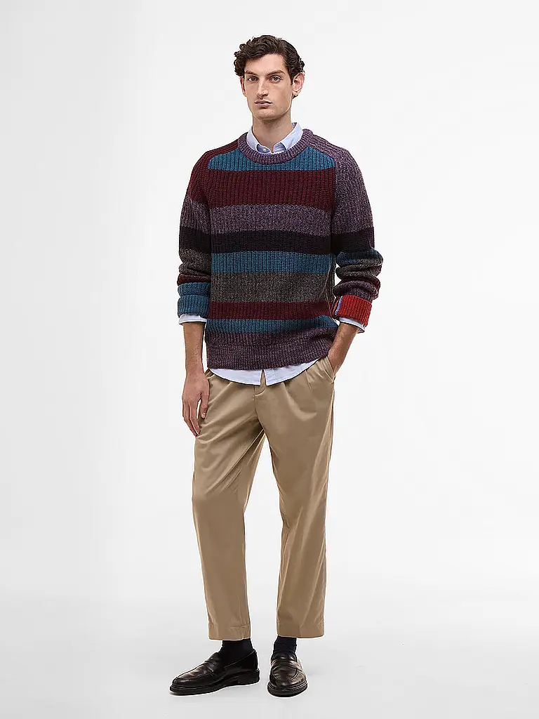 BARBOUR | Paul Smith loves Barbour Pull Multi Rayures Col Rond | Rouge foncé