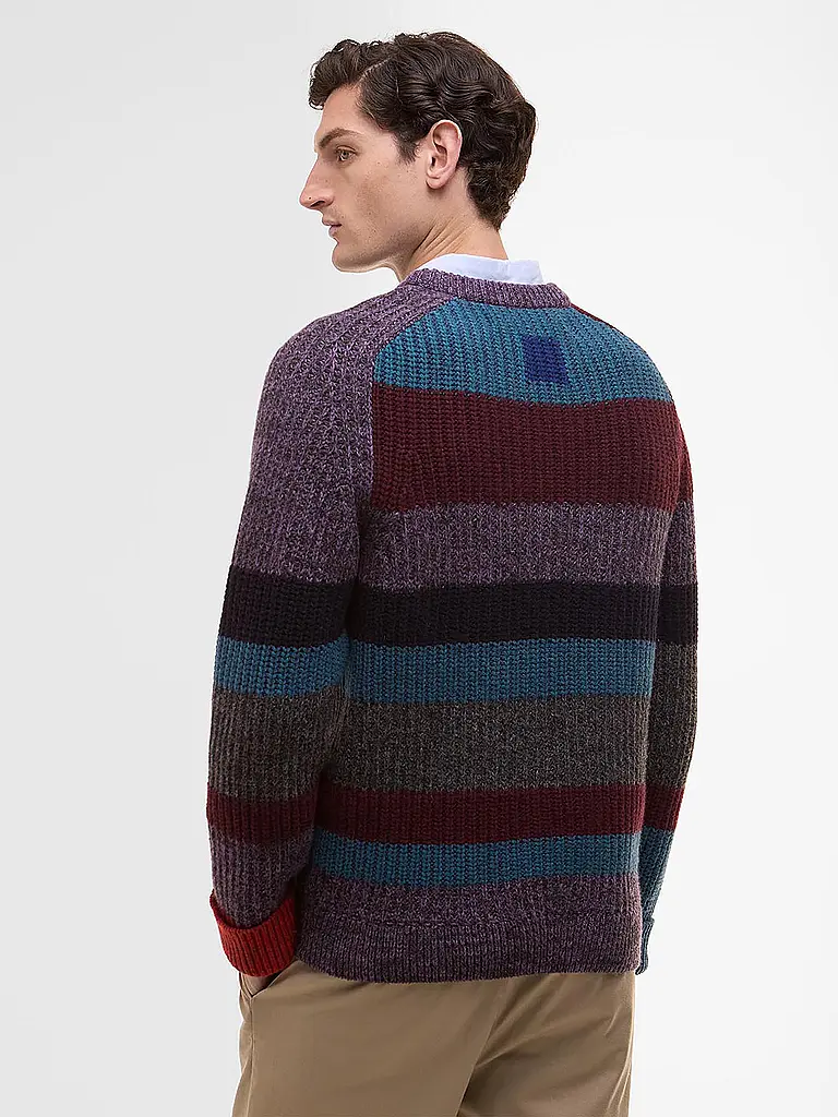 BARBOUR | Paul Smith loves Barbour Pull Multi Rayures Col Rond | Rouge foncé