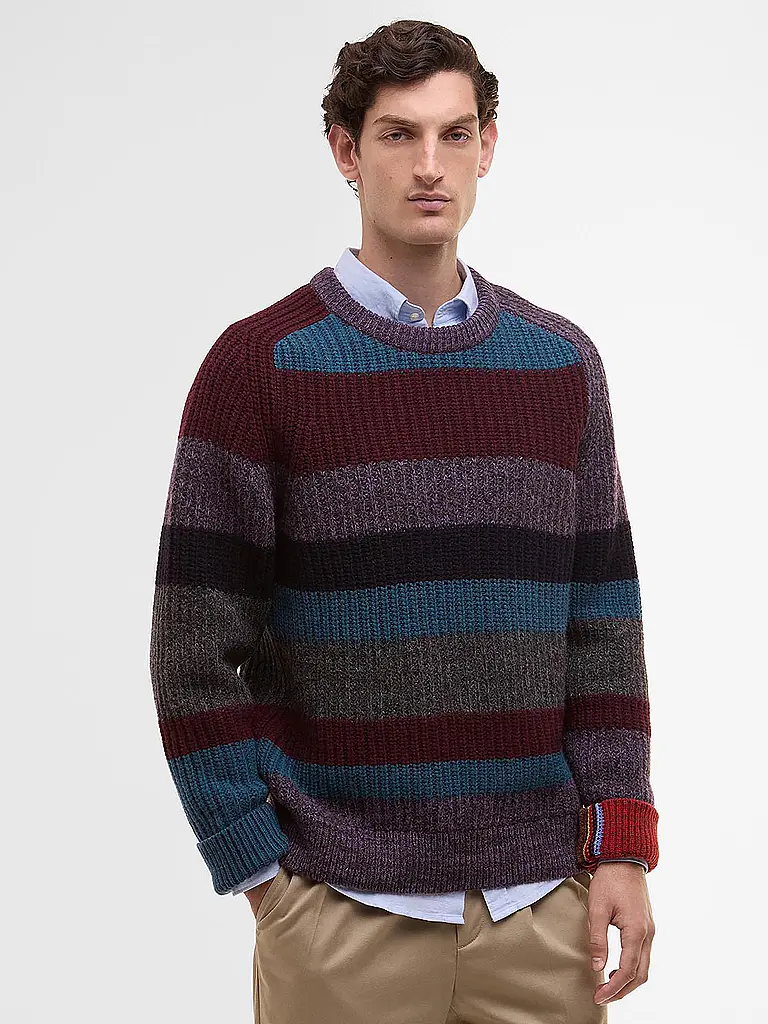 BARBOUR | Paul Smith loves Barbour Pull Multi Rayures Col Rond | Rouge foncé