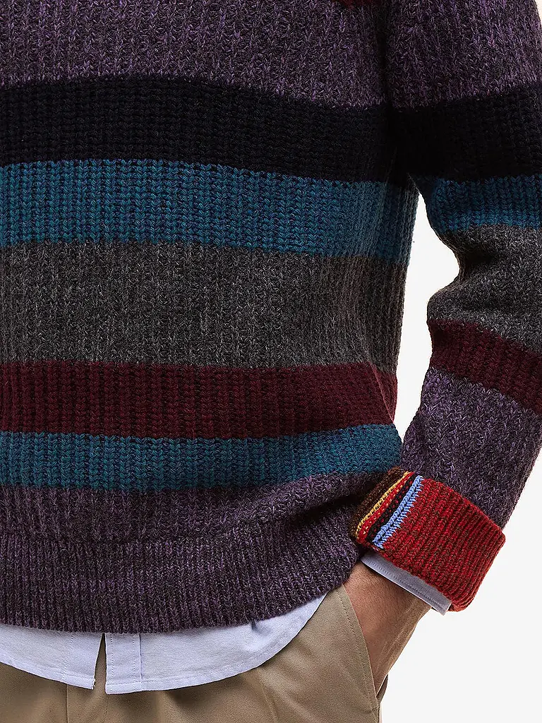 BARBOUR | Paul Smith loves Barbour Pull Multi Rayures Col Rond | Rouge foncé