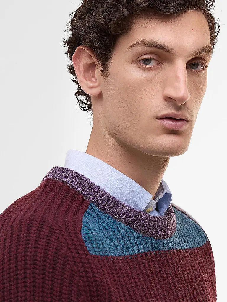 BARBOUR | Paul Smith loves Barbour Pull Multi Rayures Col Rond | Rouge foncé