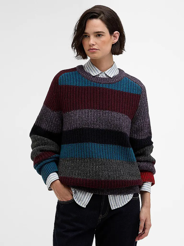 BARBOUR | Paul Smith loves Barbour Pull Multi Rayures Col Rond | Rouge foncé