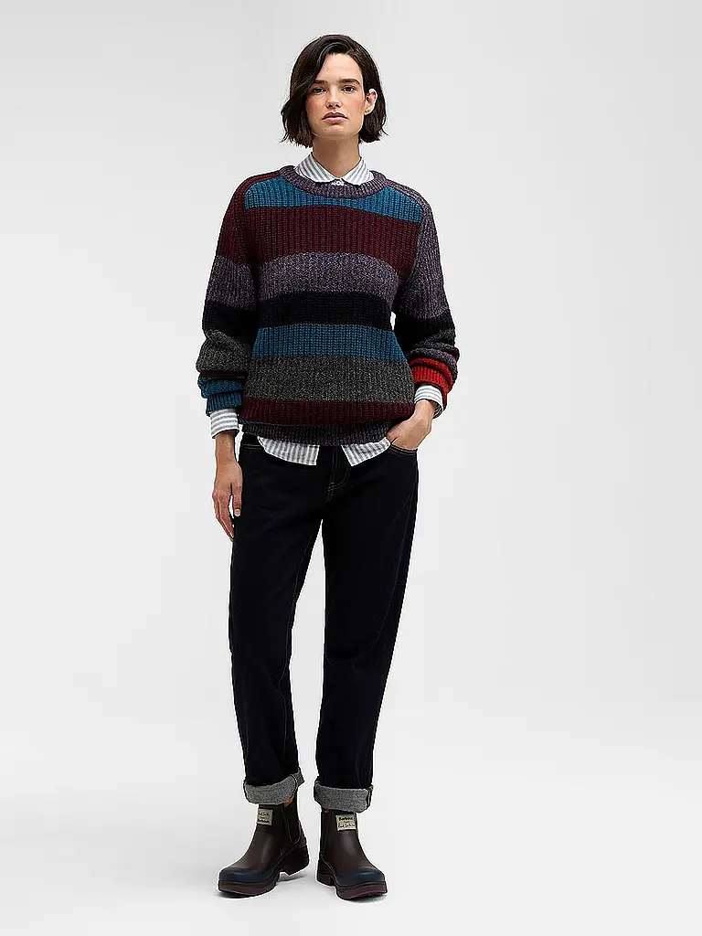 BARBOUR | Paul Smith loves Barbour Pull Multi Rayures Col Rond | Rouge foncé