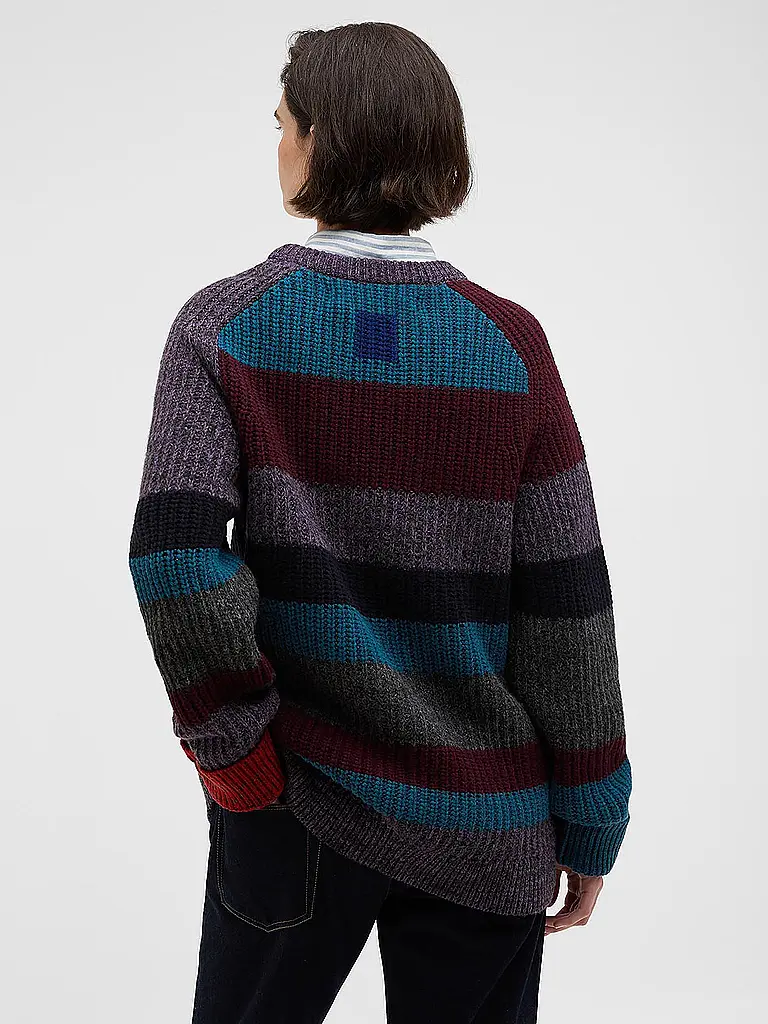 BARBOUR | Paul Smith loves Barbour Pull Multi Rayures Col Rond | Rouge foncé