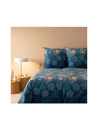 BASSETTI | Linge de lit en satin 70x90cm / 140x200cm ESPERIDI Pétrole