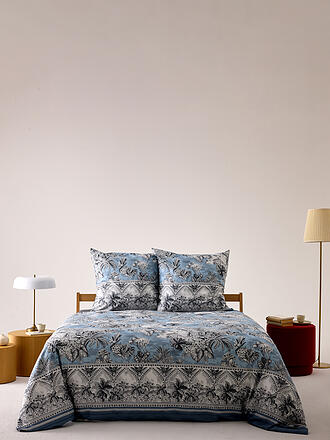 BASSETTI | Linge de lit en satin BOBOLI 70x90cm/140x200cm Bleu fumé