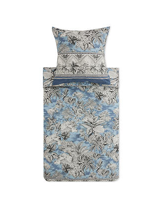 BASSETTI | Linge de lit en satin BOBOLI 70x90cm/140x220cm Bleu fumé
