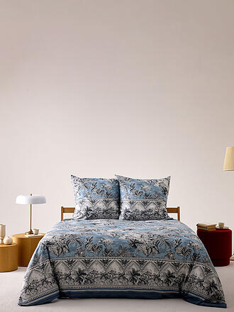 BASSETTI | Linge de lit en satin BOBOLI 70x90cm/140x220cm Bleu fumé