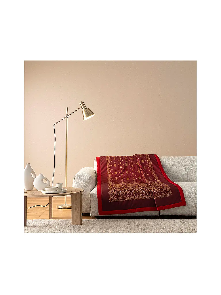 BASSETTI | Couvre-lit - Plaid 135x190cm GOLD DECOR Rouge | dunkelrot