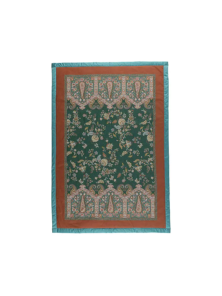 BASSETTI | Couvre-lit - Plaid 135x190cm INDIAN ROSES Vert | dunkelgrün