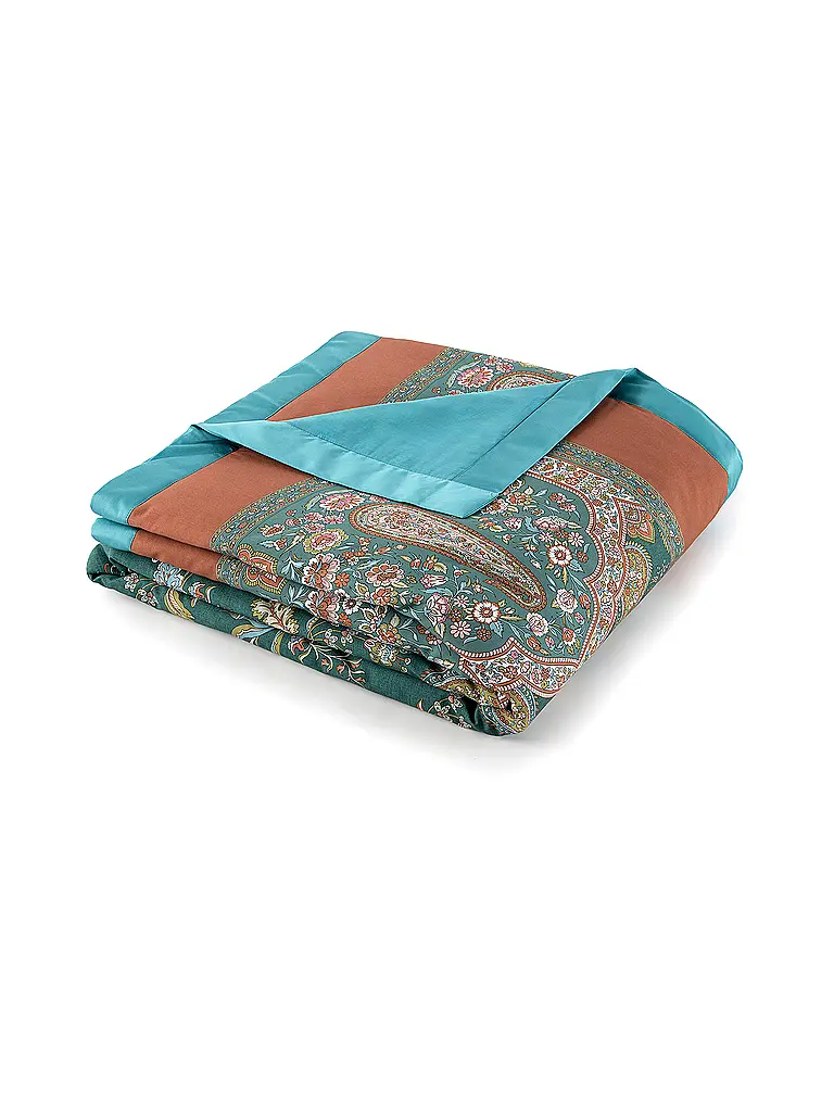 BASSETTI | Couvre-lit - Plaid 135x190cm INDIAN ROSES Vert | 