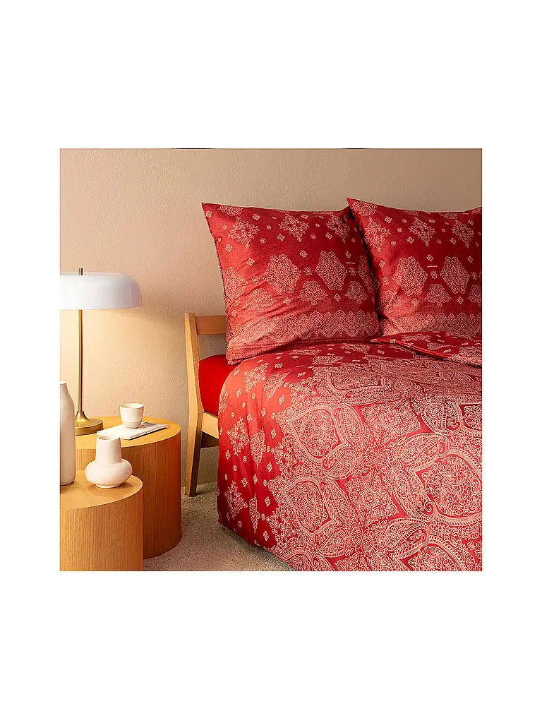 BASSETTI | Linge de lit en satin 2x70x90cm/ 200x200cm KERALA Bordeaux | 