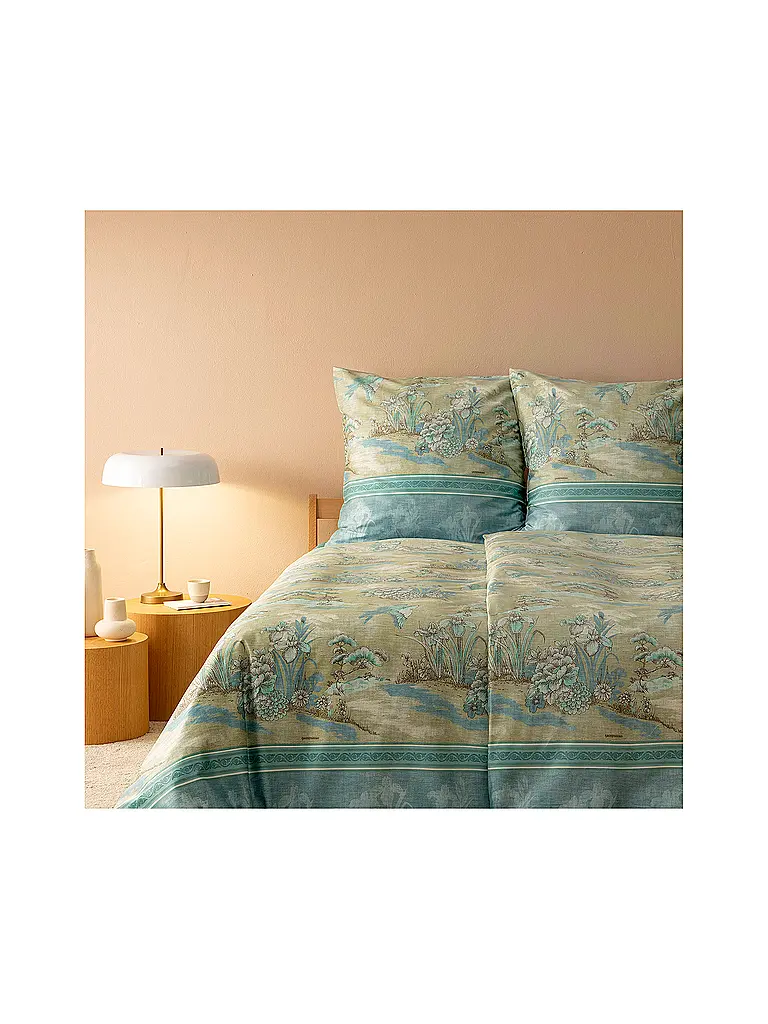BASSETTI | Linge de lit en satin 70x90cm / 140x200cm ACQUAFORTE Vert | mint