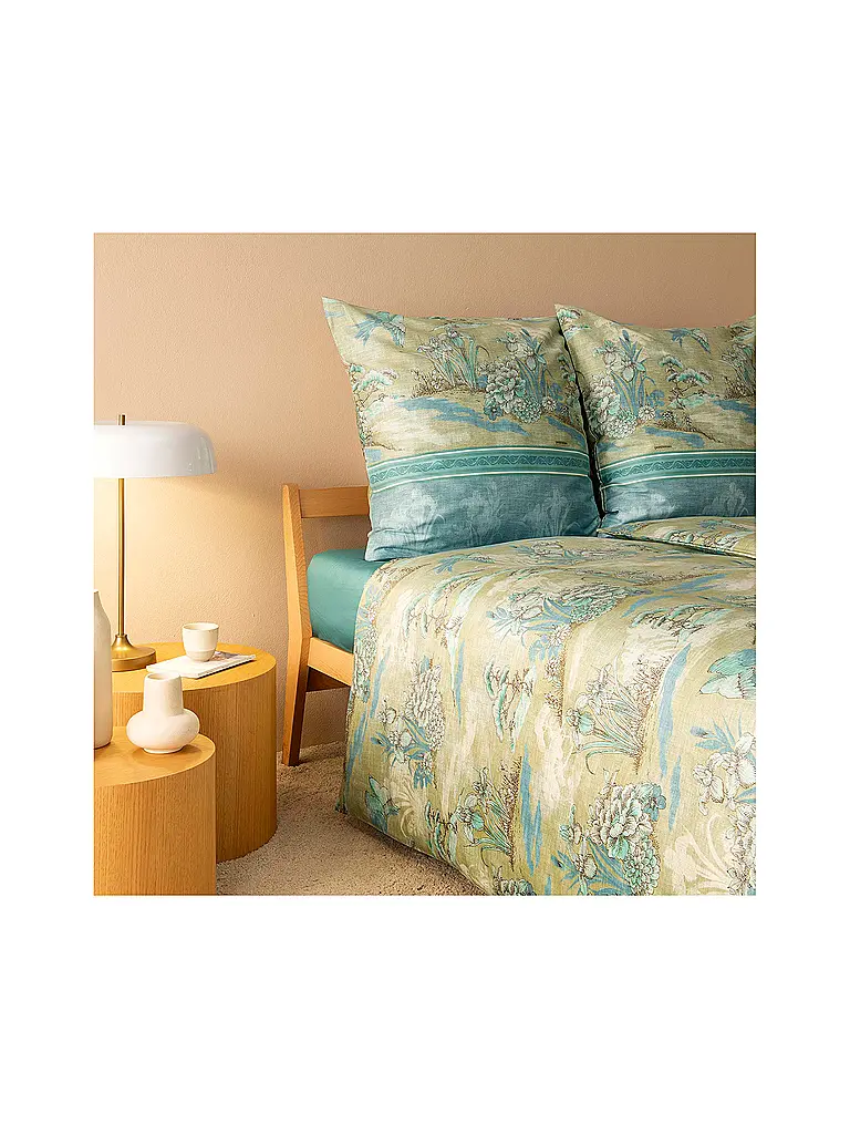 BASSETTI | Linge de lit en satin 70x90cm / 140x200cm ACQUAFORTE Vert | 