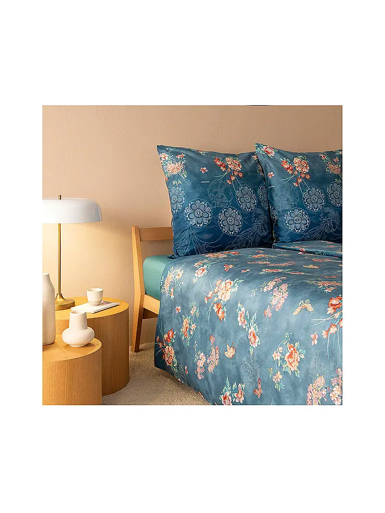 BASSETTI | Linge de lit en satin 70x90cm / 140x200cm ESPERIDI Pétrole | 