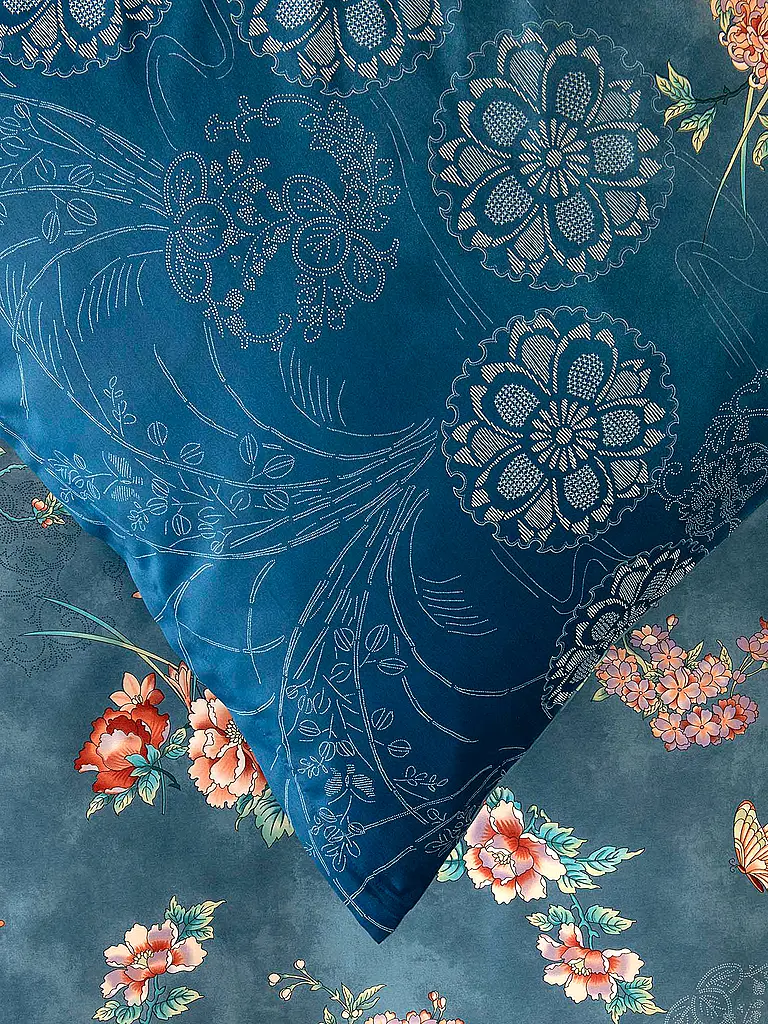 BASSETTI | Linge de lit en satin 70x90cm / 140x200cm ESPERIDI Pétrole | 