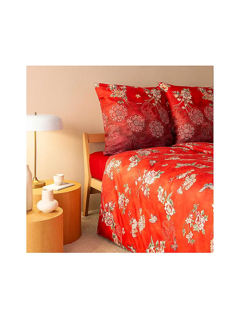 BASSETTI | Linge de lit en satin 70x90cm / 140x200cm ESPERIDI Rouge | 
