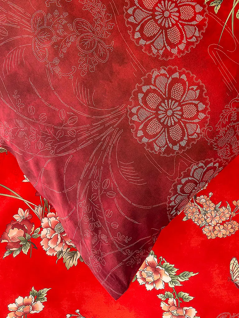 BASSETTI | Linge de lit en satin 70x90cm / 140x200cm ESPERIDI Rouge | 