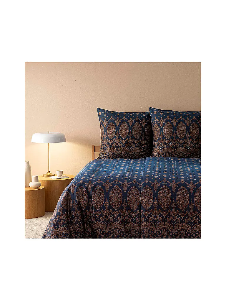 BASSETTI | Linge de lit en satin 70x90cm / 140x200cm GOLD DECOR Bleu | Bleu foncé