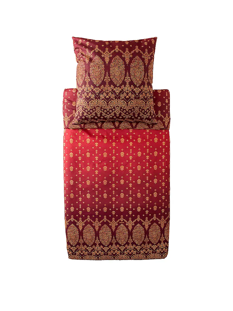 BASSETTI | Linge de lit en satin 70x90cm / 140x200cm GOLD DECOR Bordeaux | Rouge foncé