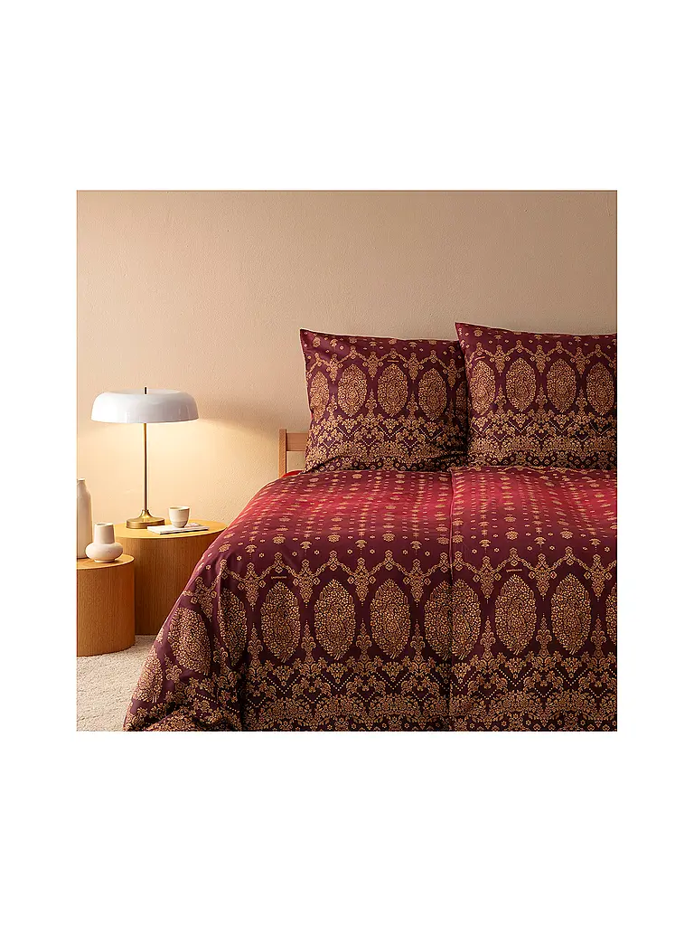 BASSETTI | Linge de lit en satin 70x90cm / 140x200cm GOLD DECOR Bordeaux | Rouge foncé
