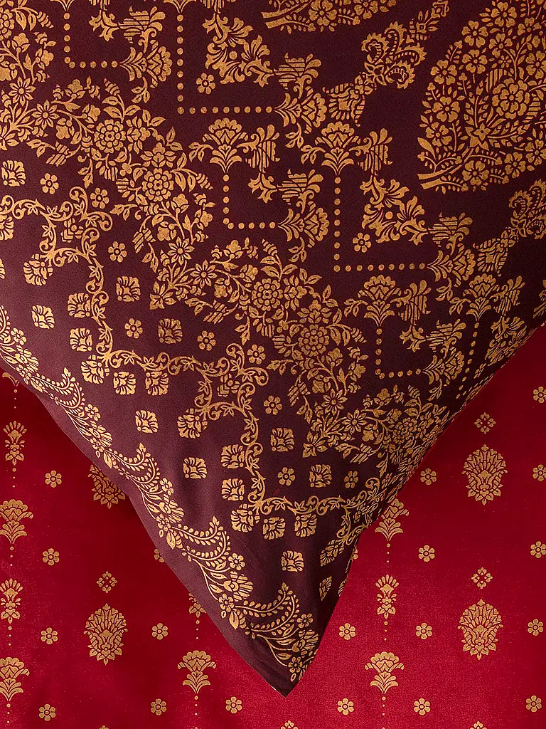 BASSETTI | Linge de lit en satin 70x90cm / 140x200cm GOLD DECOR Bordeaux |