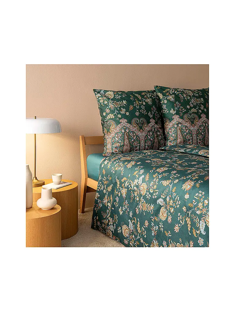 BASSETTI | Linge de lit en satin 70x90cm / 140x200cm INDIAN ROSES Vert | 