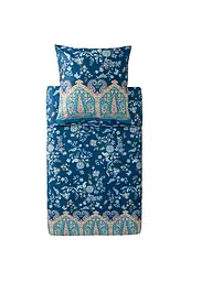 BASSETTI | Linge de lit en satin 70x90cm / 140x220cm INDIAN ROSES Bleu | Bleu foncé