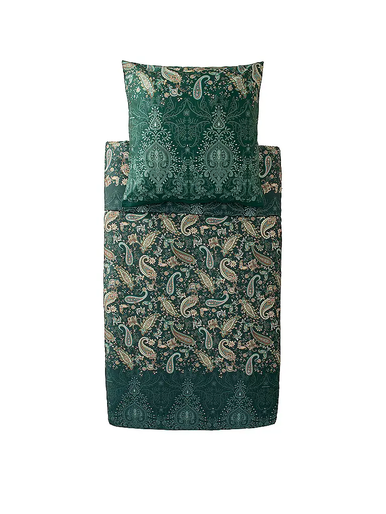 BASSETTI | Linge de lit en satin 70x90cm / 140x220cm MONNALISA Vert | dunkelgrün