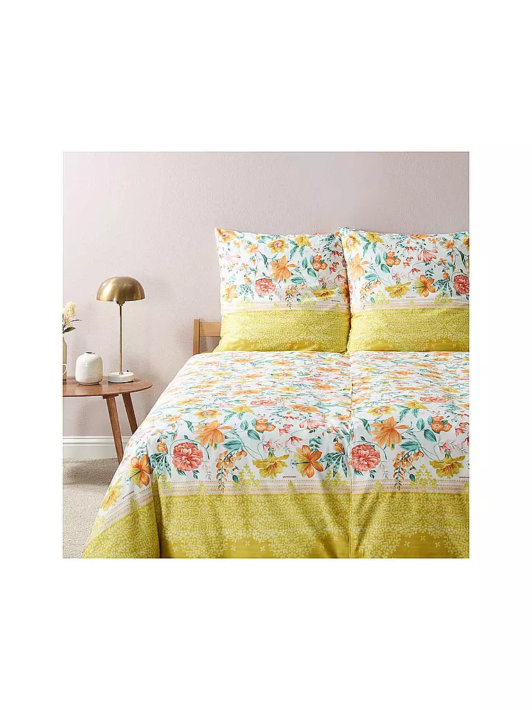 BASSETTI | Linge de lit en satin CASABLANCA 70x90cm/140x200cm Jaune | Jaune
